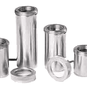 A group of metal cylinders with different shapes and sizes.