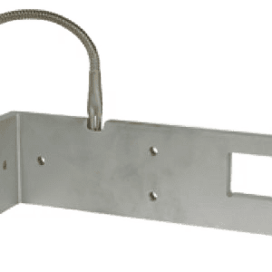 A white metal piece of art with holes for hanging.