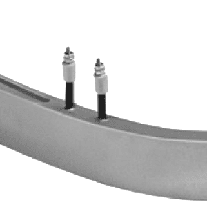 A close up of two bolts on the side of a curved track