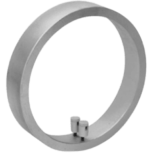 A white ring with two wires attached to it.
