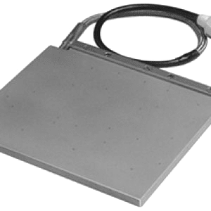 A picture of a square plate with a wire attached to it.