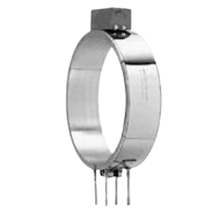 A metal pipe with two holes hanging from the side.