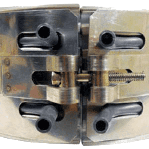 A close up of the front part of a metal object.