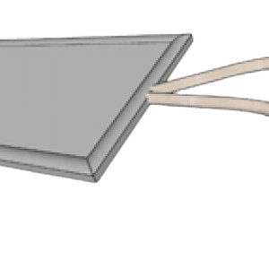 A picture of the top of a book with two wires coming out.