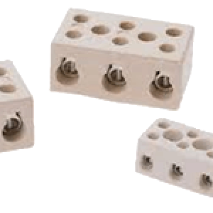A group of three ceramic blocks with holes.
