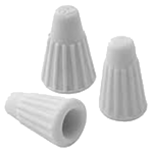 A group of three white plastic cones.