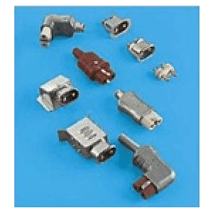 A group of different types of electrical connectors.