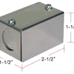 A metal box with measurements on top of it.