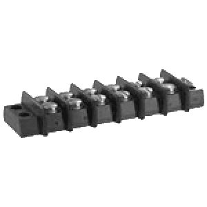 A row of eight black plastic blocks on top of each other.