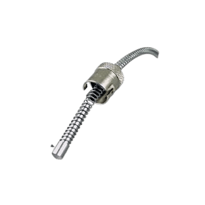 A metal piece of equipment with a green background.