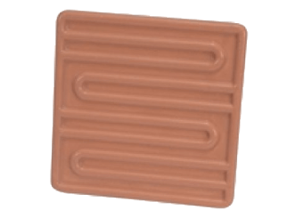 A brown heating element on top of a green background.