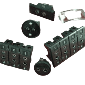 A group of four different types of electrical parts.