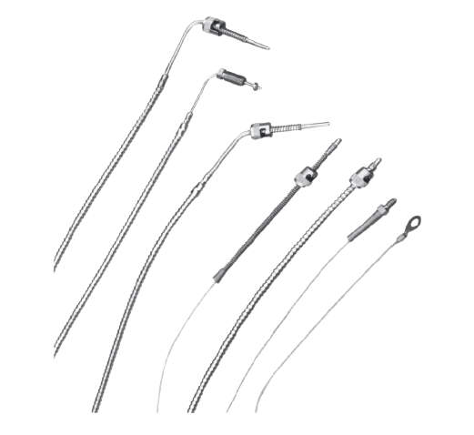 A set of eight different metal wires.