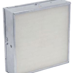 A square light fixture with a white background.