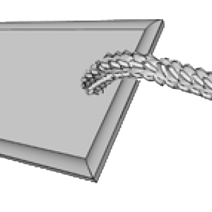 A picture frame being held by a rope.