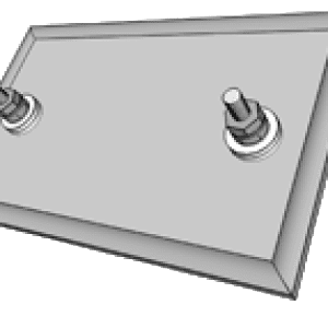 A picture of an object with two toggles.