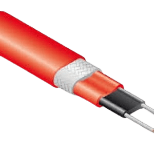 A close up of an orange cable