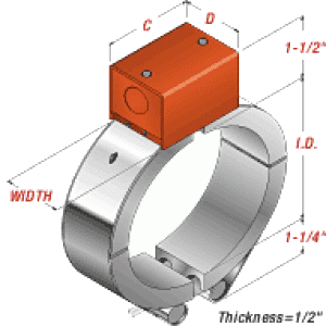 A drawing of an electric meter on top of a metal clamp.