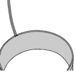 A drawing of a round object with a chain hanging from it.