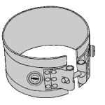 A drawing of an open metal cuff.