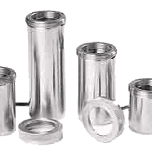 A group of metal cylinders with different shapes and sizes.