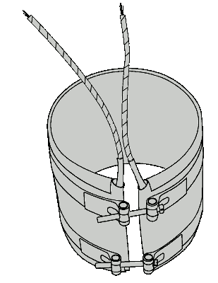 A drawing of a bucket with two wires attached to it.