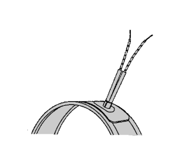 A drawing of an object with two wires attached to it.