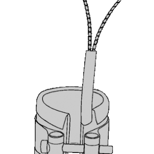 A drawing of a bucket with two wires attached to it.