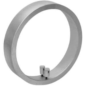 A white ring with two wires attached to it.