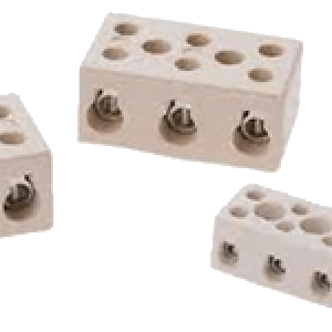 A group of three ceramic blocks with holes.