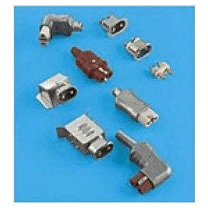 A group of different types of electrical connectors.