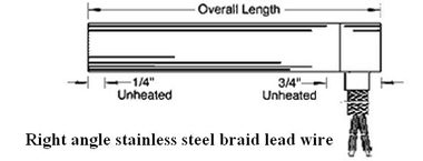 A diagram of the length and width of stainless steel braid lead.