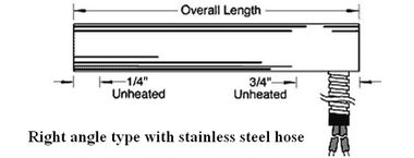 A drawing of the length and width of a stainless steel hob.