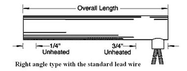 A diagram of the length and width of a lead wire.