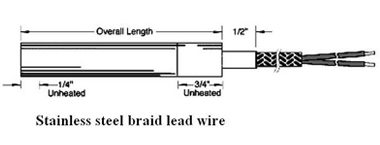 A drawing of a wire with the length and diameter marked.