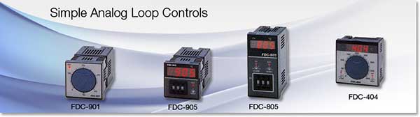 A series of three different temperature controllers.