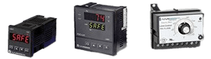 A digital temperature controller with red and green numbers.