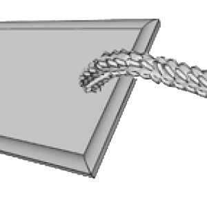 A picture frame being held by a rope.