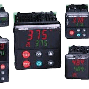 A series of five different temperature controllers.