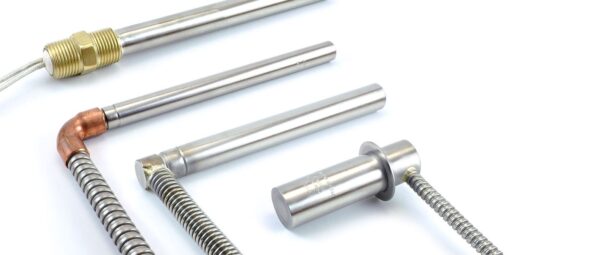 Industrial metal probes for temperature sensing.